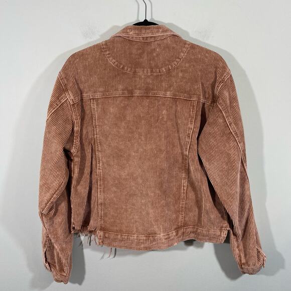 POL Women's Light Brown Raw Hem Corduroy Button Up Shacket Size S - Picture 9 of 9